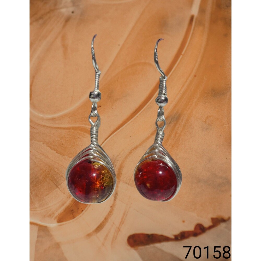 Yellow Red Swirl Crinkle Crystal Earring